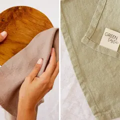 Hände polieren Holz mit Leinen. Essig hilft, Leinen frisch zu halten.