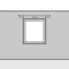 Illustration zeigt, wie man eine Gardinenstange anbringt: Abstand zur Decke 15 cm, Fensterbreite 10 cm.