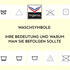 Übersicht von Waschsymbolen, die die richtige Pflege für Kleidung erklären. Das Schonwaschgang Zeichen ist nur eines von vielen, um Textilien richtig zu behandeln.