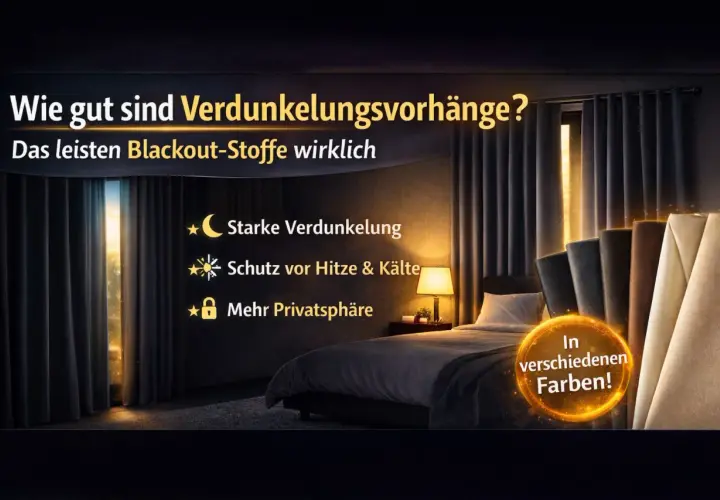 Verdunkelungsvorhänge bieten starke Verdunkelung, Schutz vor Hitze & Kälte und mehr Privatsphäre. Unterschied abdunkeln und verdunkeln wird hier durch Blackout-Stoffe erklärt.