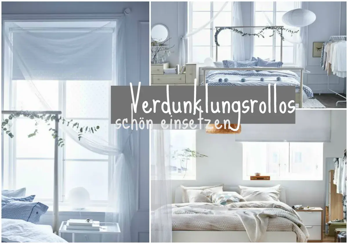 Himmelbett mit Vorhang-Ideen: Leichte Stoffe und Rollos schaffen eine verträumte Atmosphäre.